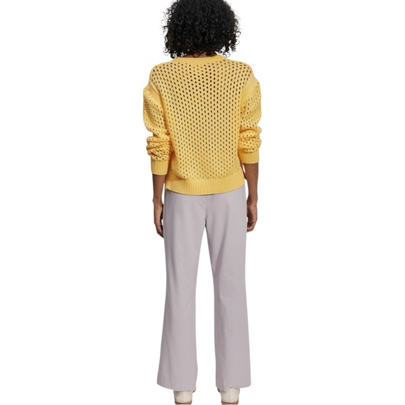 Varley Hains Pineapple Knit‎ Crewneck Sweater in Sunlight Yellow Size Small - Picture 4 of 8